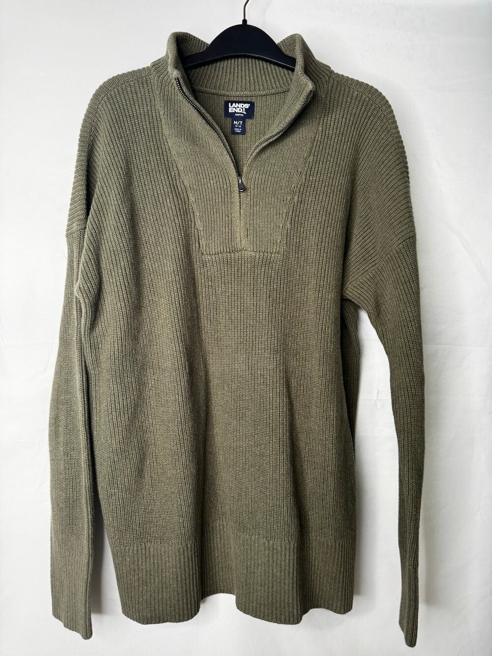 Lands' End Drifter Quarter Zip Sweater Olive Heather M/T L/T 1X/T NWOT Sample